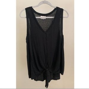 Black Flowy Tank with Adjustable Knot-Tie